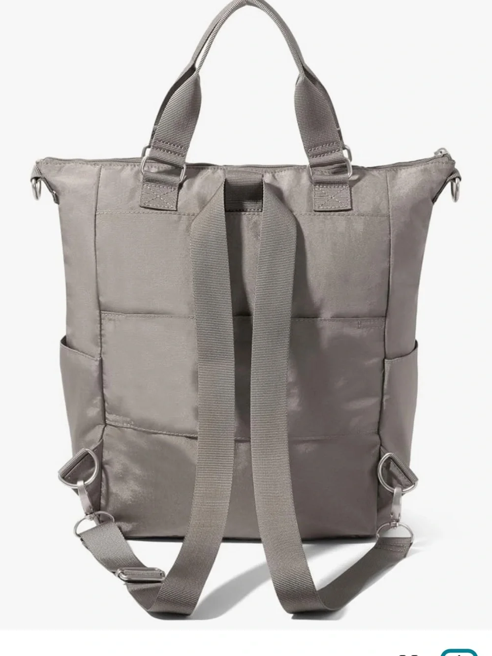 NWT Baggallini All Set 3 in 1 convertible crossbody tote backpack in silver gray - Picture 8 of 13